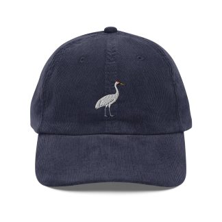 Corduroy Crane Embroidered Hat