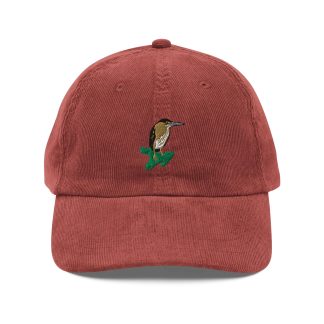 Corduroy Forest Bird Embroidered Hat