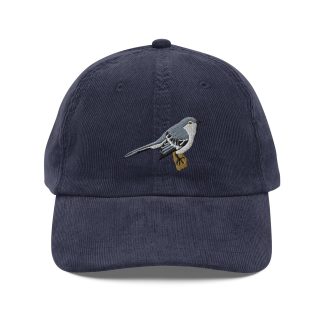 Corduroy Grey Songbird Embroidered Hat
