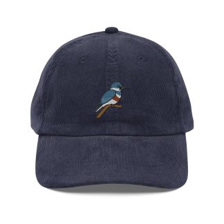 Corduroy Kingfisher Embroidered Hat