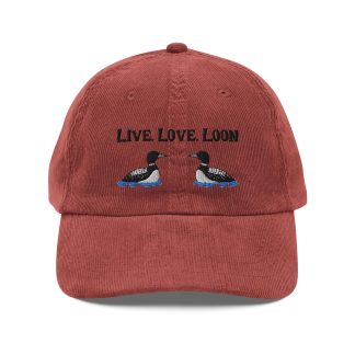 Corduroy Live, Love, Loon Embroidered Baseball Cap
