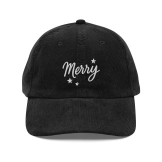Corduroy Merry Embroidered Baseball Cap
