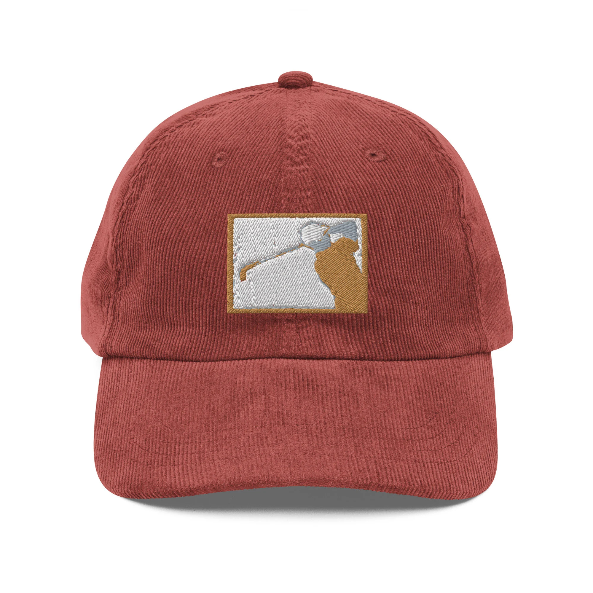 Corduroy Mountain Scene Embroidered Appliqué Cap - Image 4