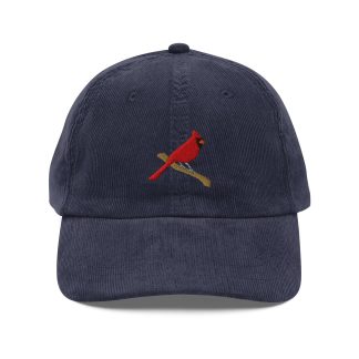 Corduroy Red Sparrow Embroidered Hat