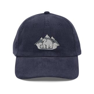 Corduroy bear embroidered hat