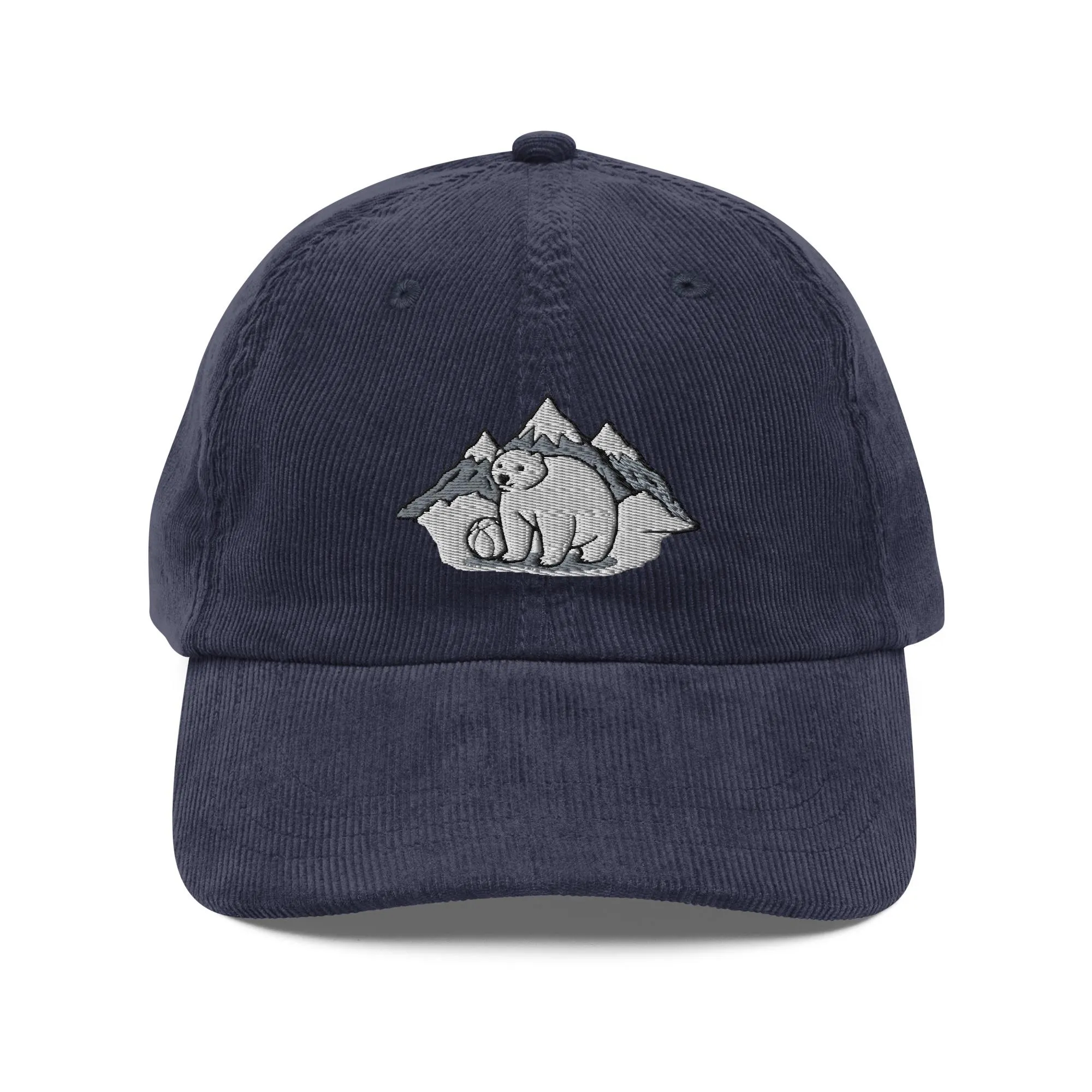 Corduroy bear embroidered hat