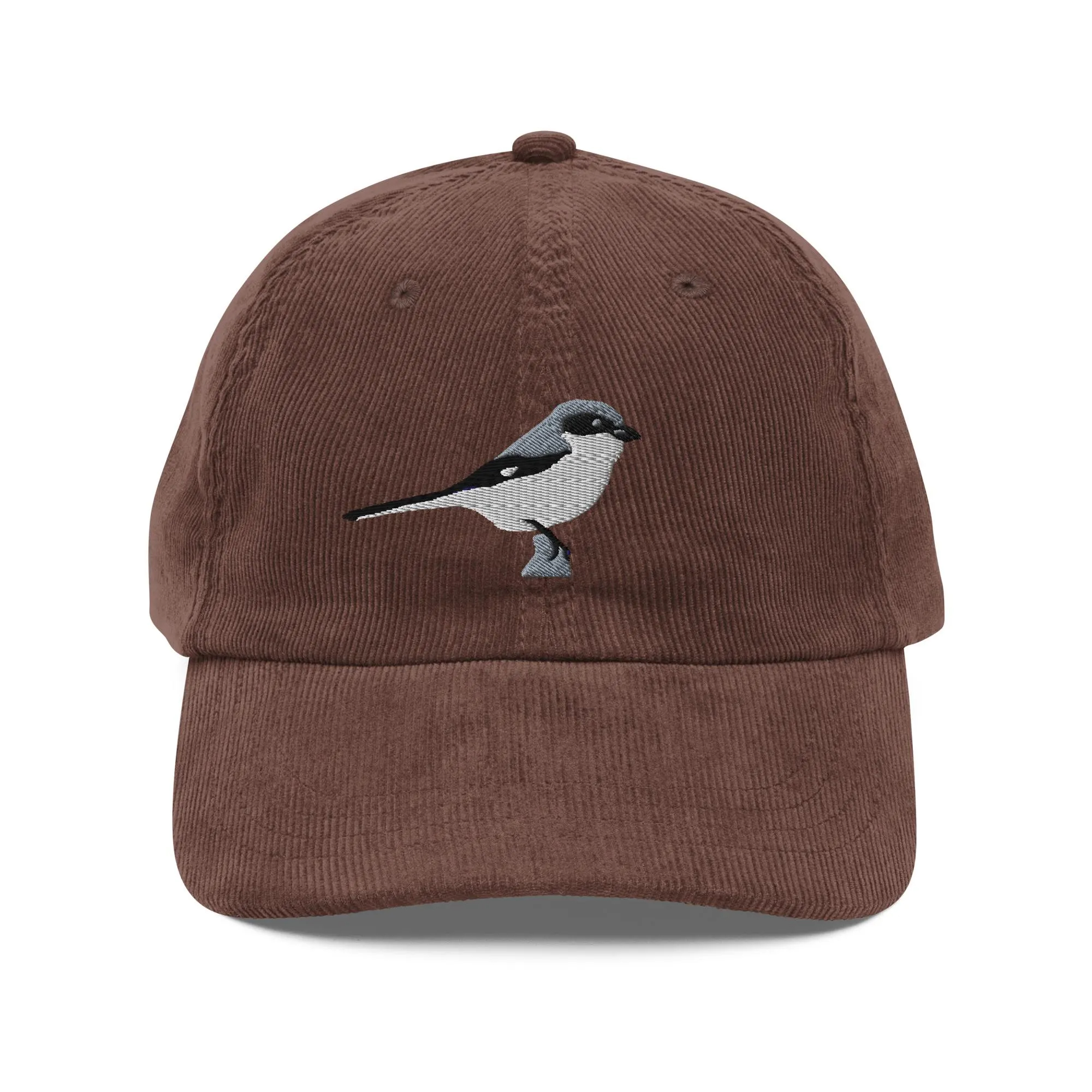 Corduroy bird embroidered hat