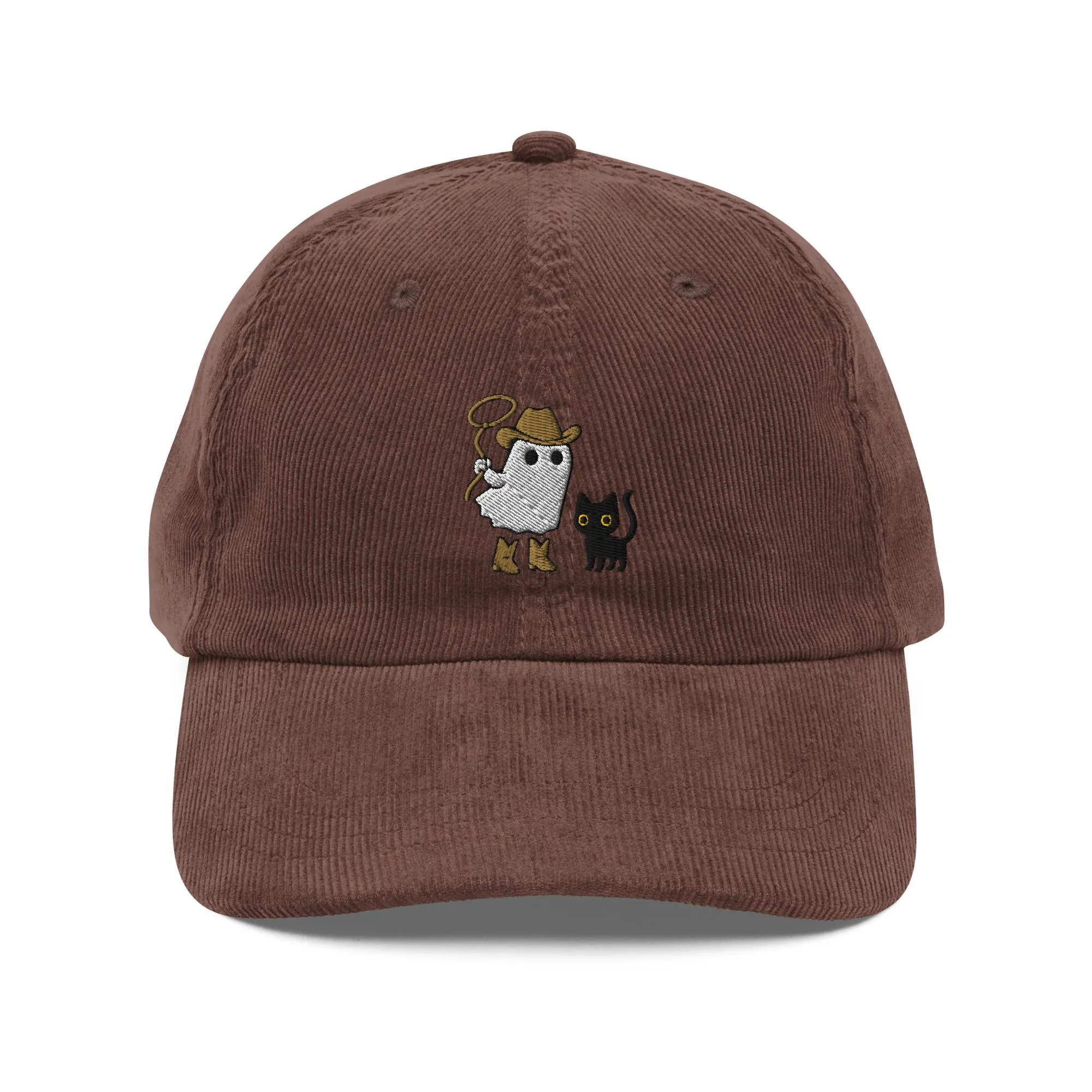 Corduroy denim owl and kitten embroidered hat - Image 5