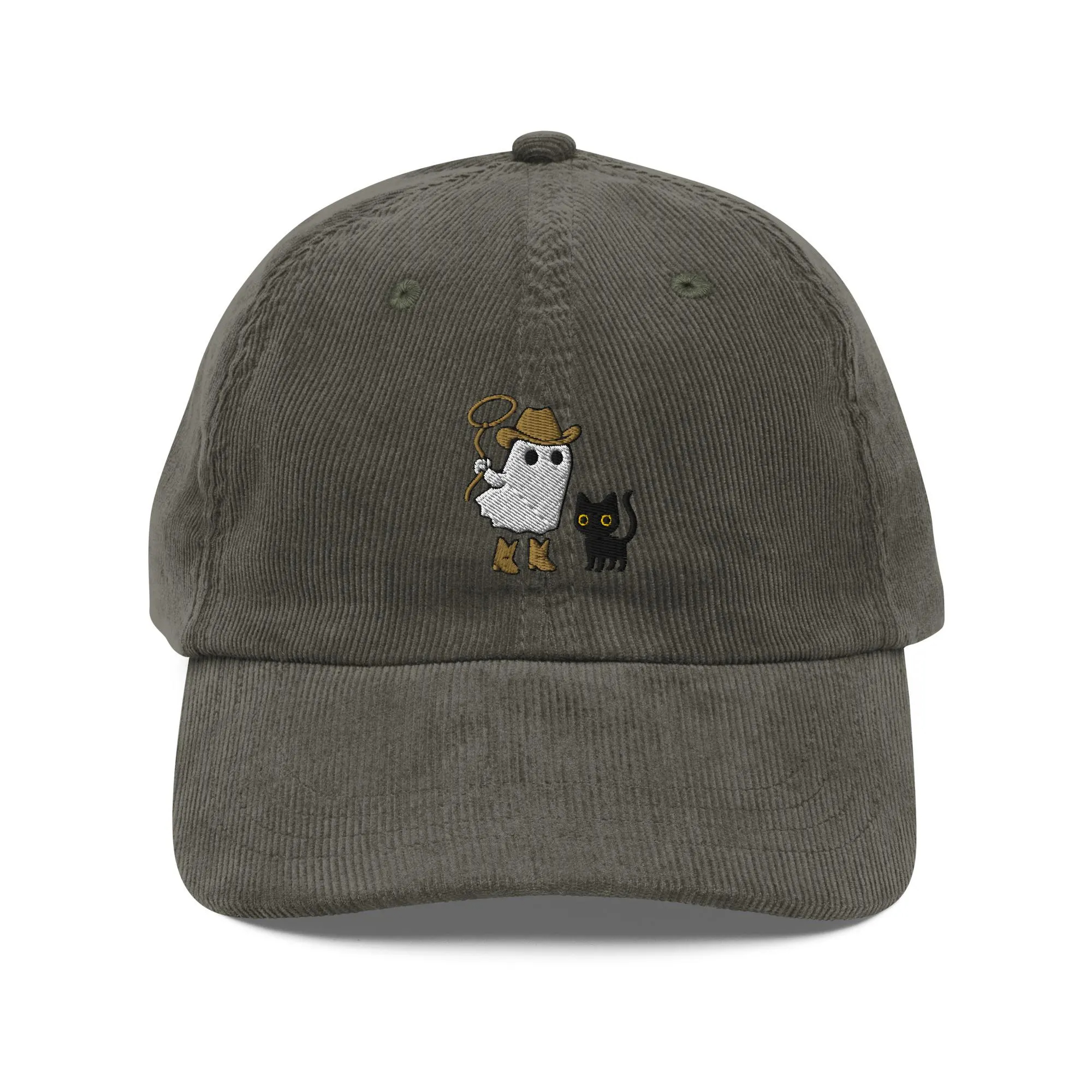 Corduroy denim owl and kitten embroidered hat - Image 4