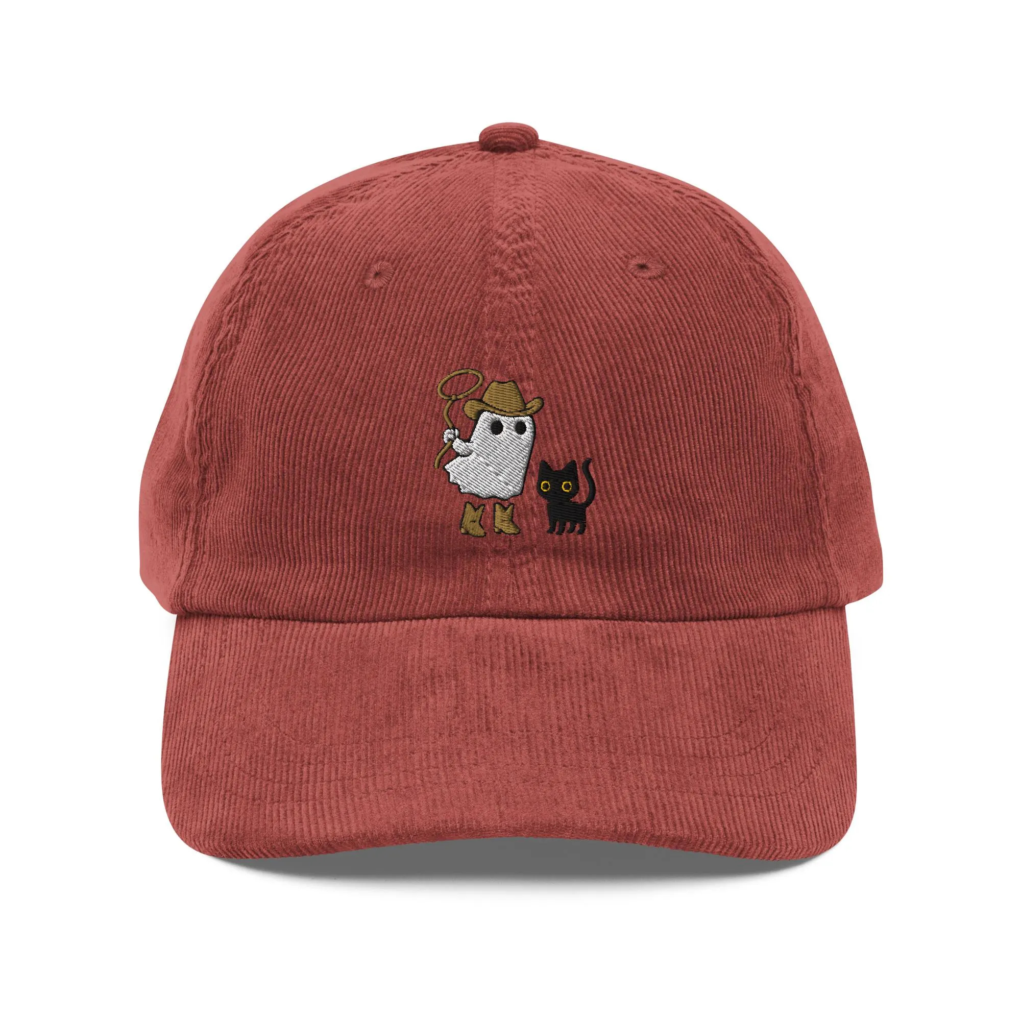 Corduroy denim owl and kitten embroidered hat - Image 3