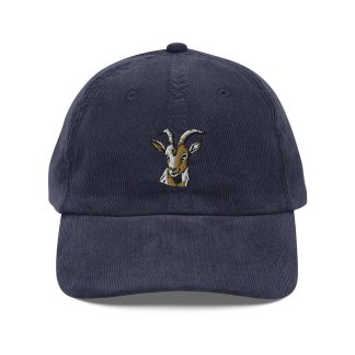 Corduroy goat embroidered hat