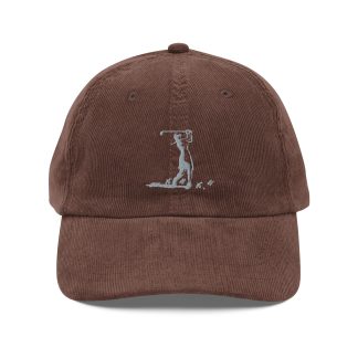 Corduroy golfer silhouette embroidered hat