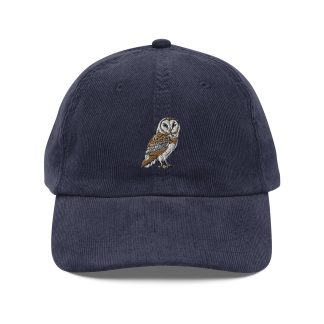 Corduroy owl embroidered hat