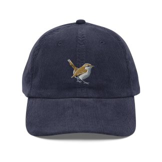 Corduroy wren embroidered hat