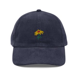 Corduroy yellow daisy embroidered hat