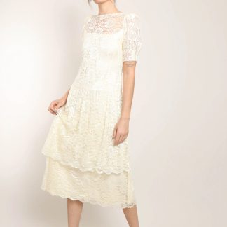 Creamy white lace dress