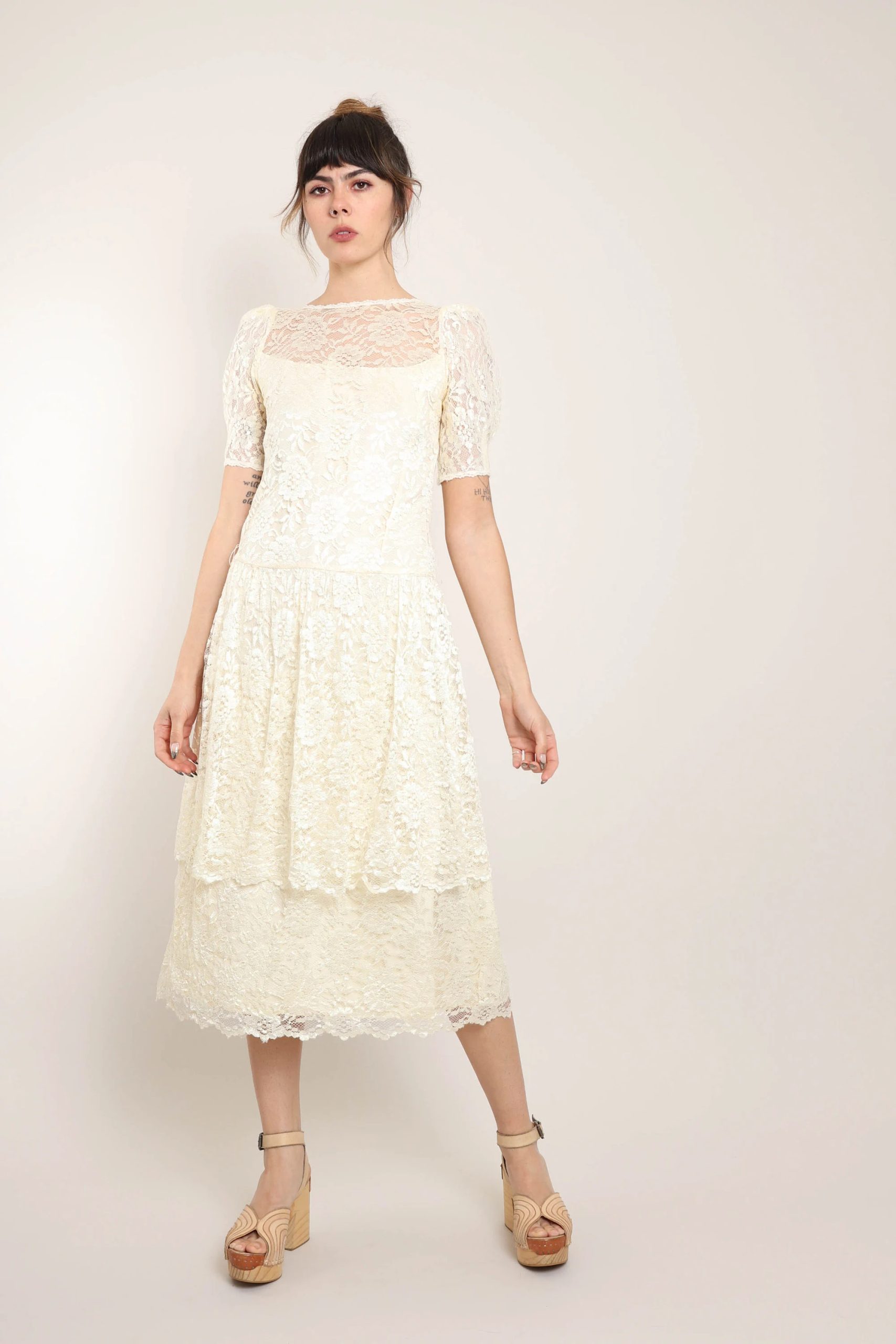 Creamy white lace dress - Image 5