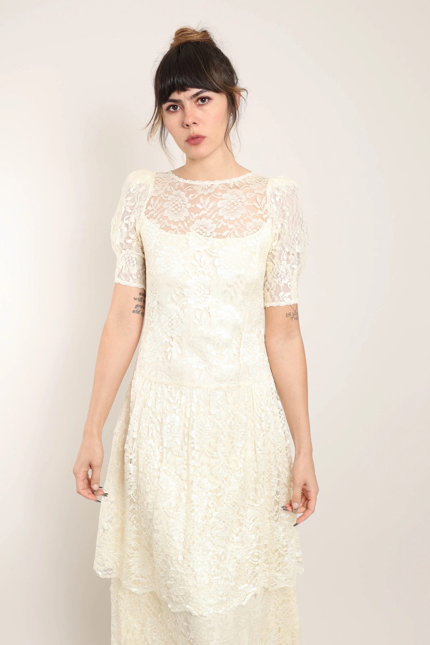 Creamy white lace dress - Image 3