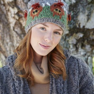 Highland cow knitted pom-pom hat