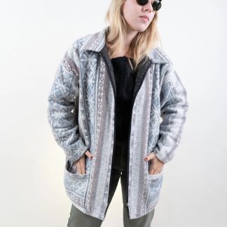 Nordic-style patterned fleece jacket