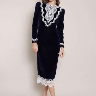 Dark blue velvet vintage dress