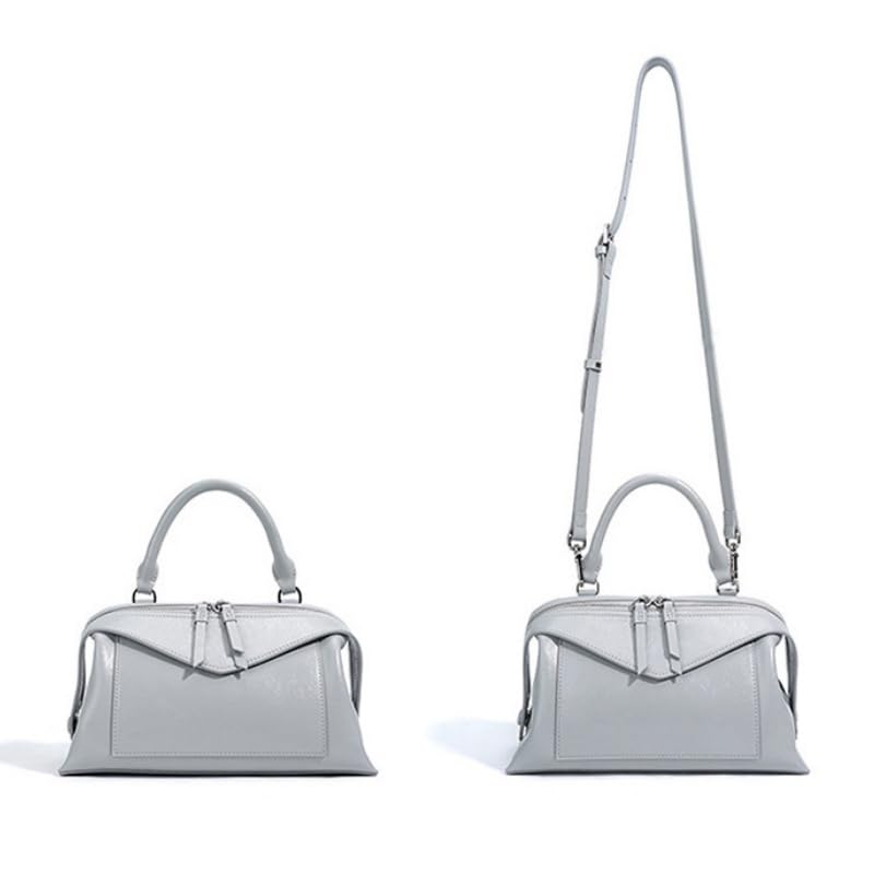 Cloud gray angled top tote bag