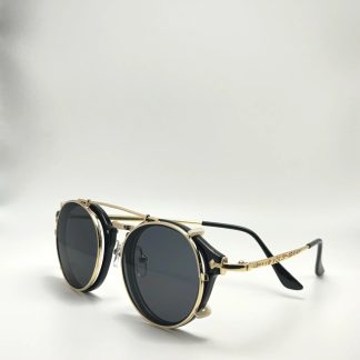 Double-ring black and gold mechanical sunglasses