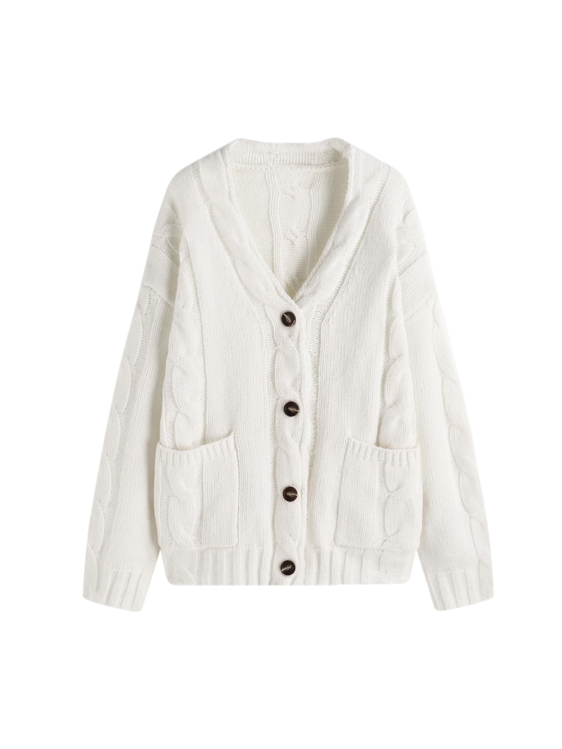 Ivory cable knit shawl collar cardigan