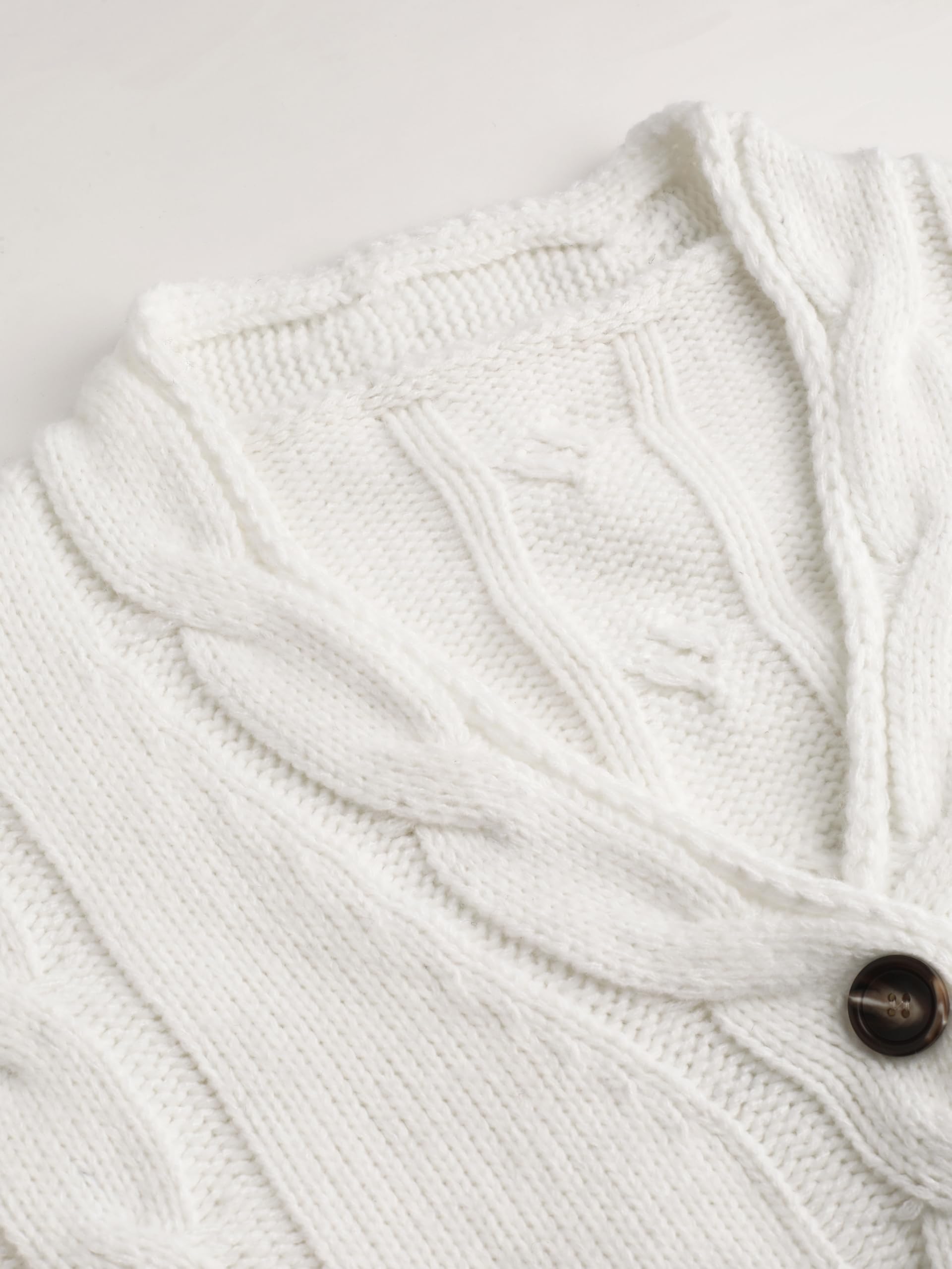 Ivory cable knit shawl collar cardigan - Image 5