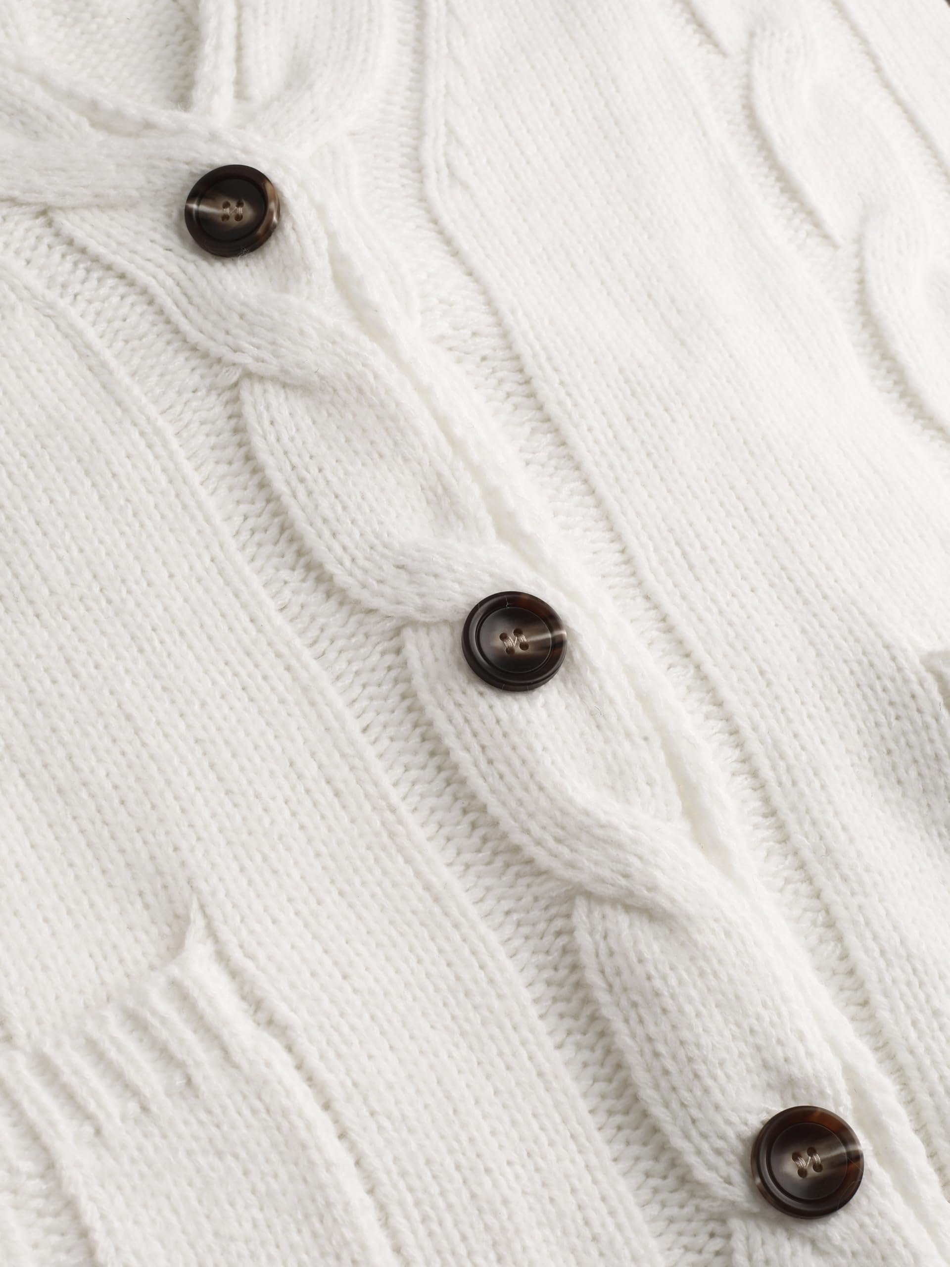Ivory cable knit shawl collar cardigan - Image 4