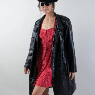 patent leather trench coat