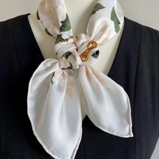 Elegant Silk Floral Metal Buckle Square Handkerchief