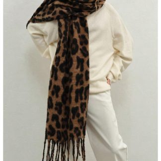 Leopard print tassel scarf