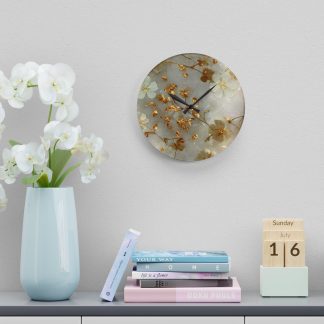 Elegant Floral Gold Foil Art Wall Clock