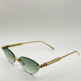 Frameless cat-eye style gold chain gradient sunglasses