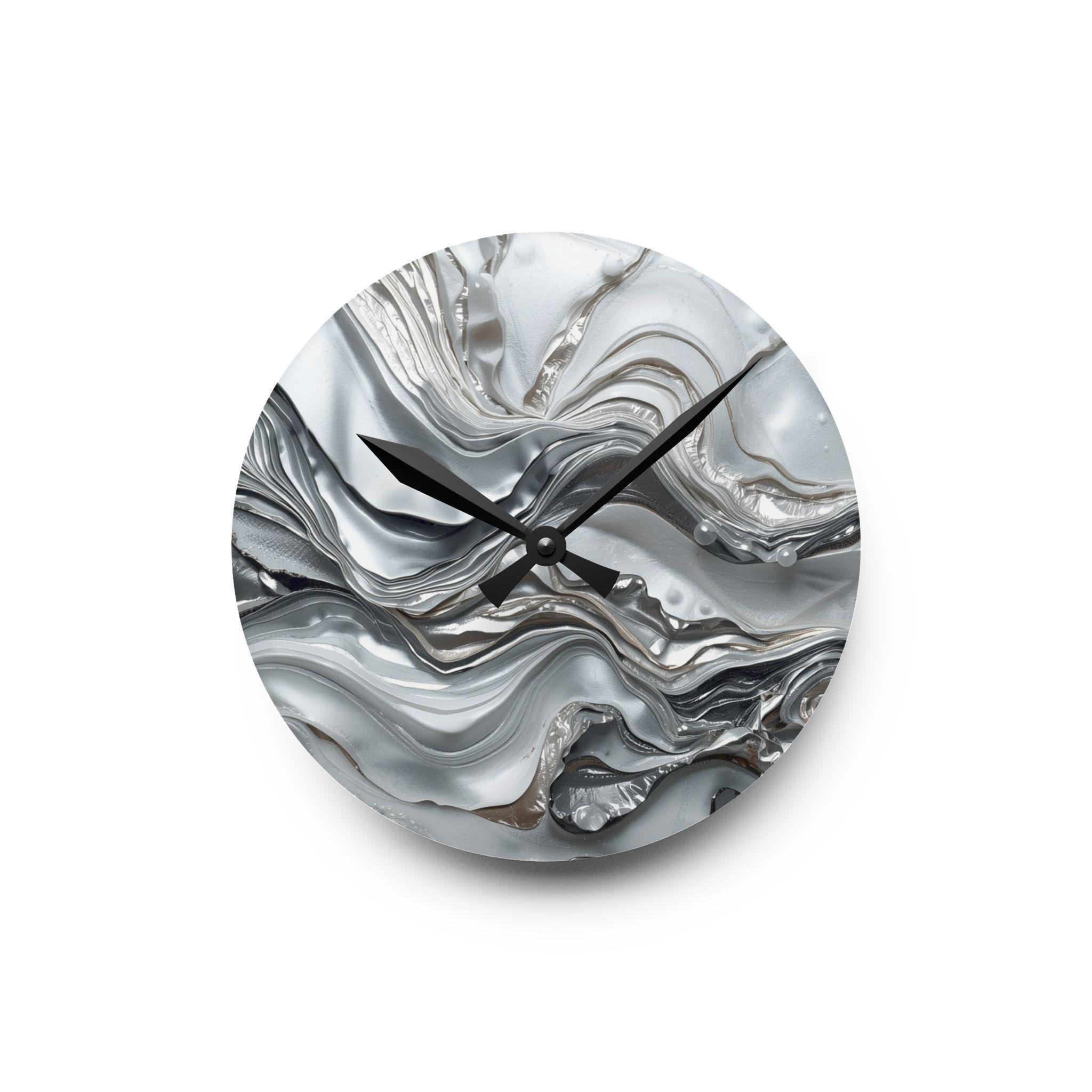 Luxury Silver Marble Abstract Wall Clock - Image 4