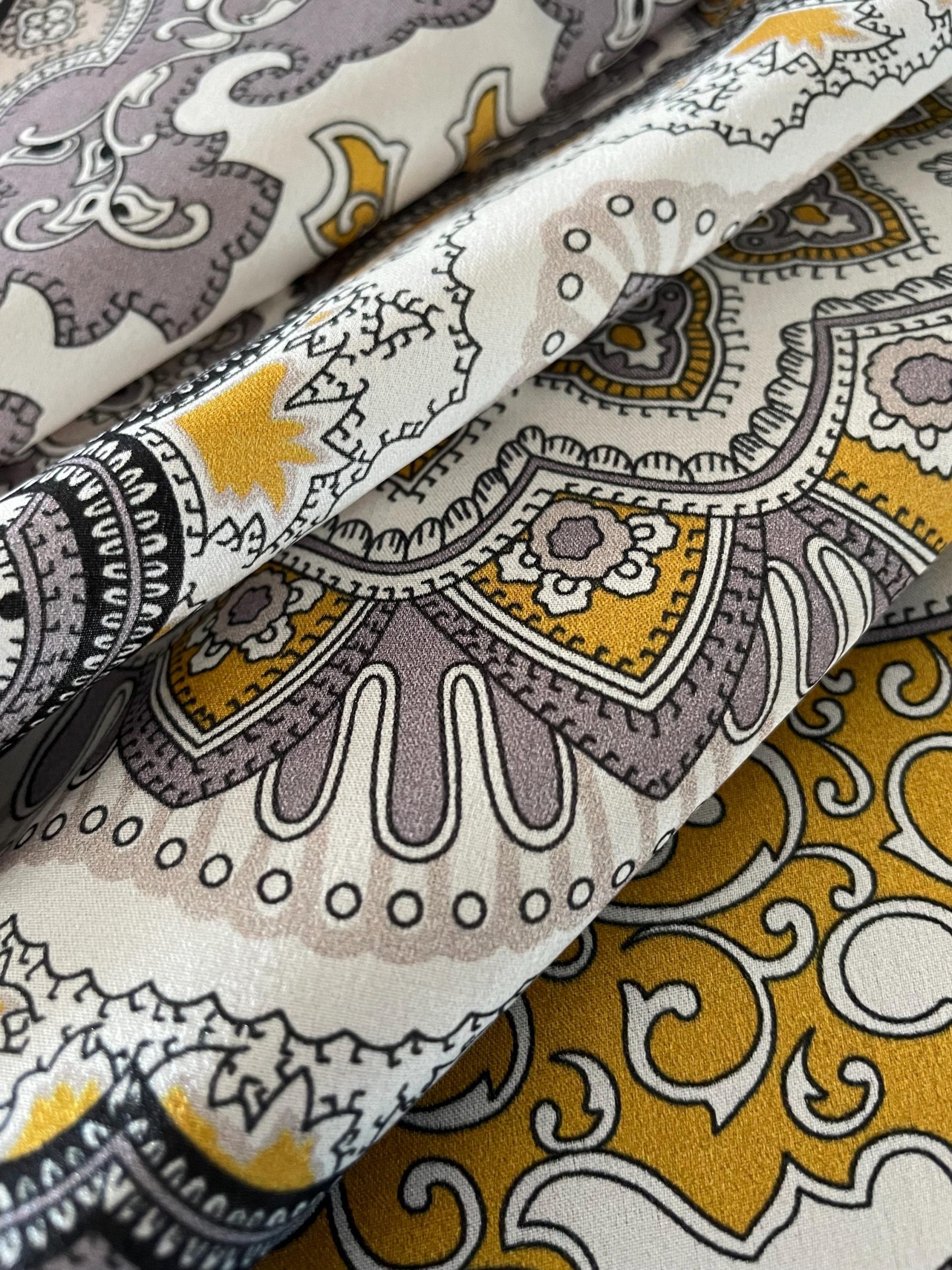 Gold and gray paisley vintage pattern square scarf - Image 3