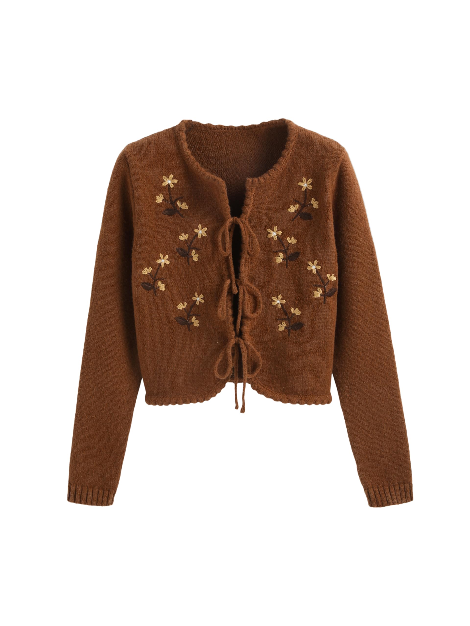 Brown belted cardigan