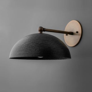 Hammered charcoal black dome wall lamp