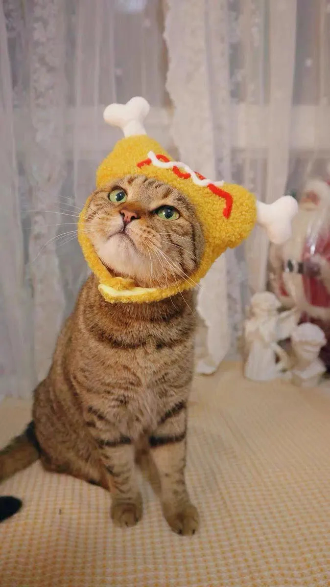 Hot dog shaped cat plush headband