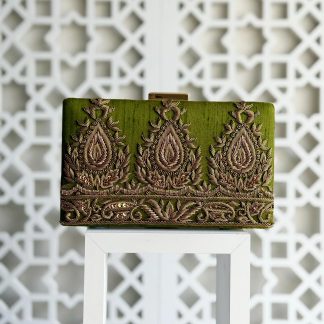 Embroidered Olive Green Royal Clutch