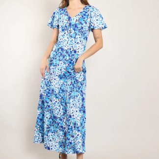 Icelandic blue mosaic print maxi dress