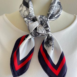 Ink painting floral border handkerchief