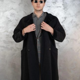 Charcoal Black Double-Breasted Coat