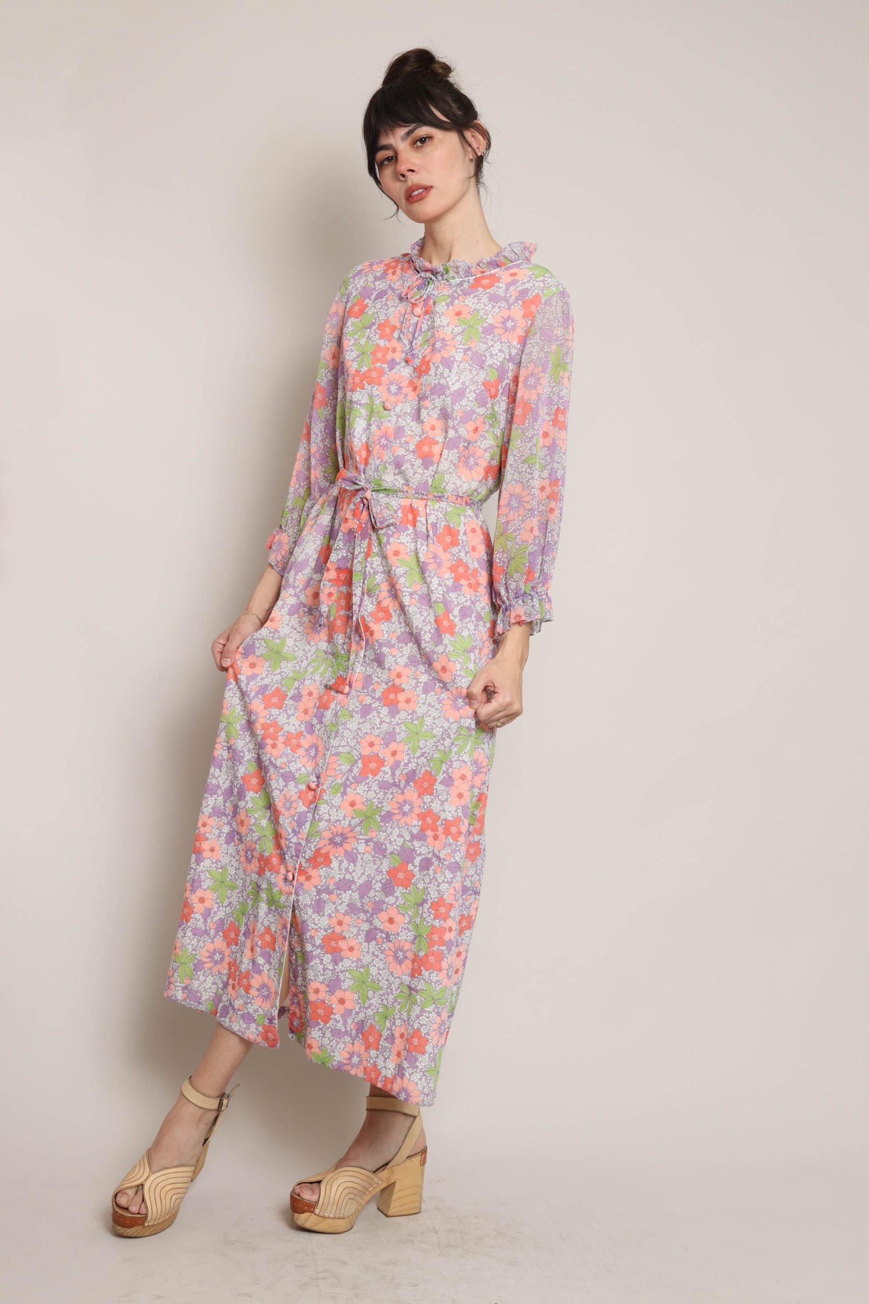 Lavender-colored floral print maxi dress - Image 8