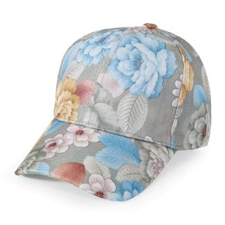 Light gray retro floral baseball cap