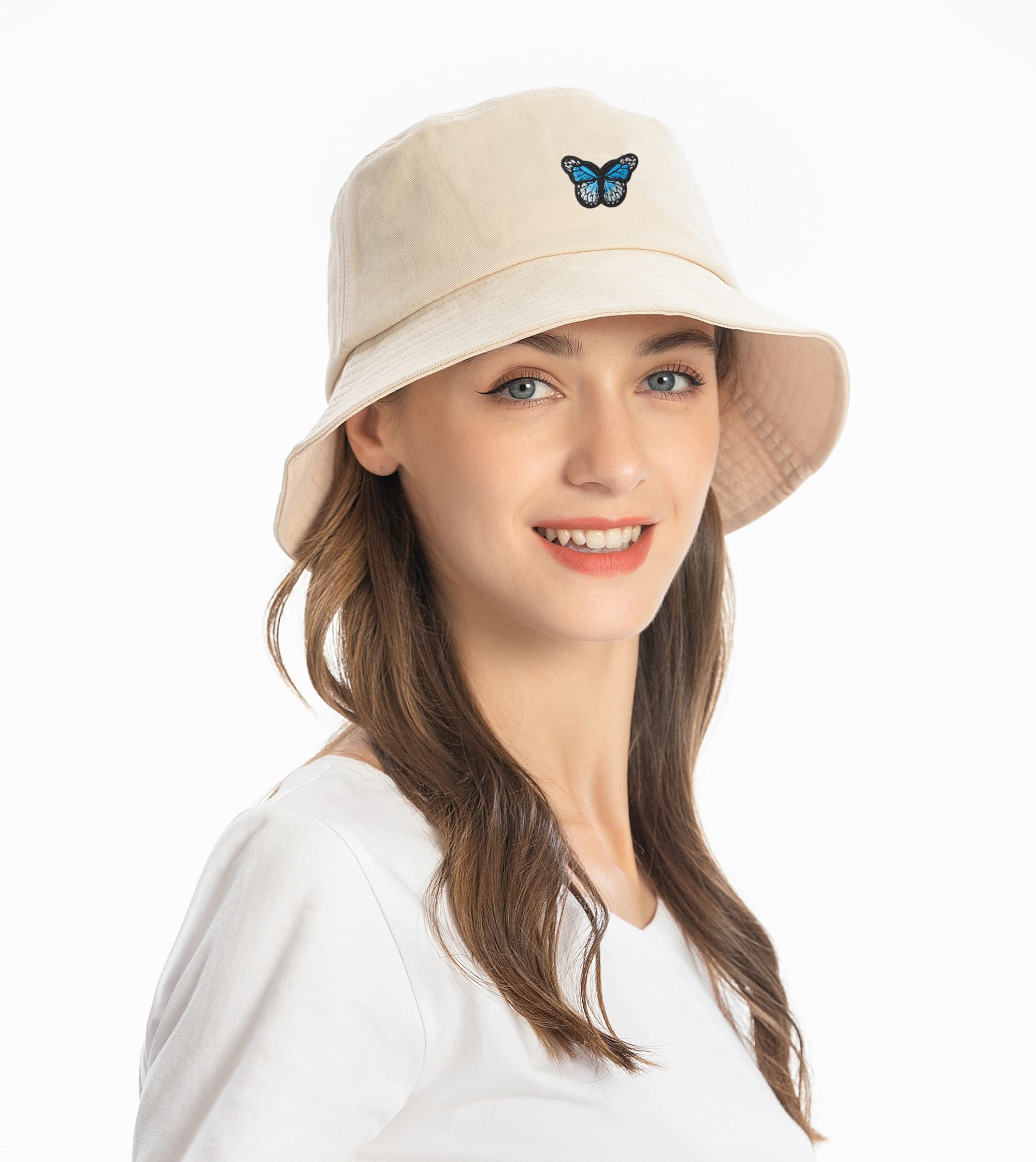 Light white butterfly fisherman's hat - Image 4