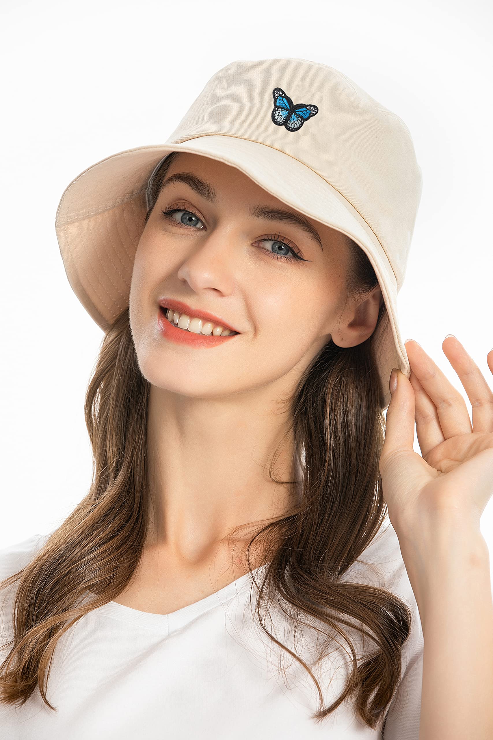 Light white butterfly fisherman's hat