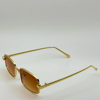 Luxury Gold Thin-Frame Square Sunglasses