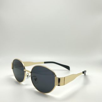 Luxury oval black and gold color-blocked sunglasses